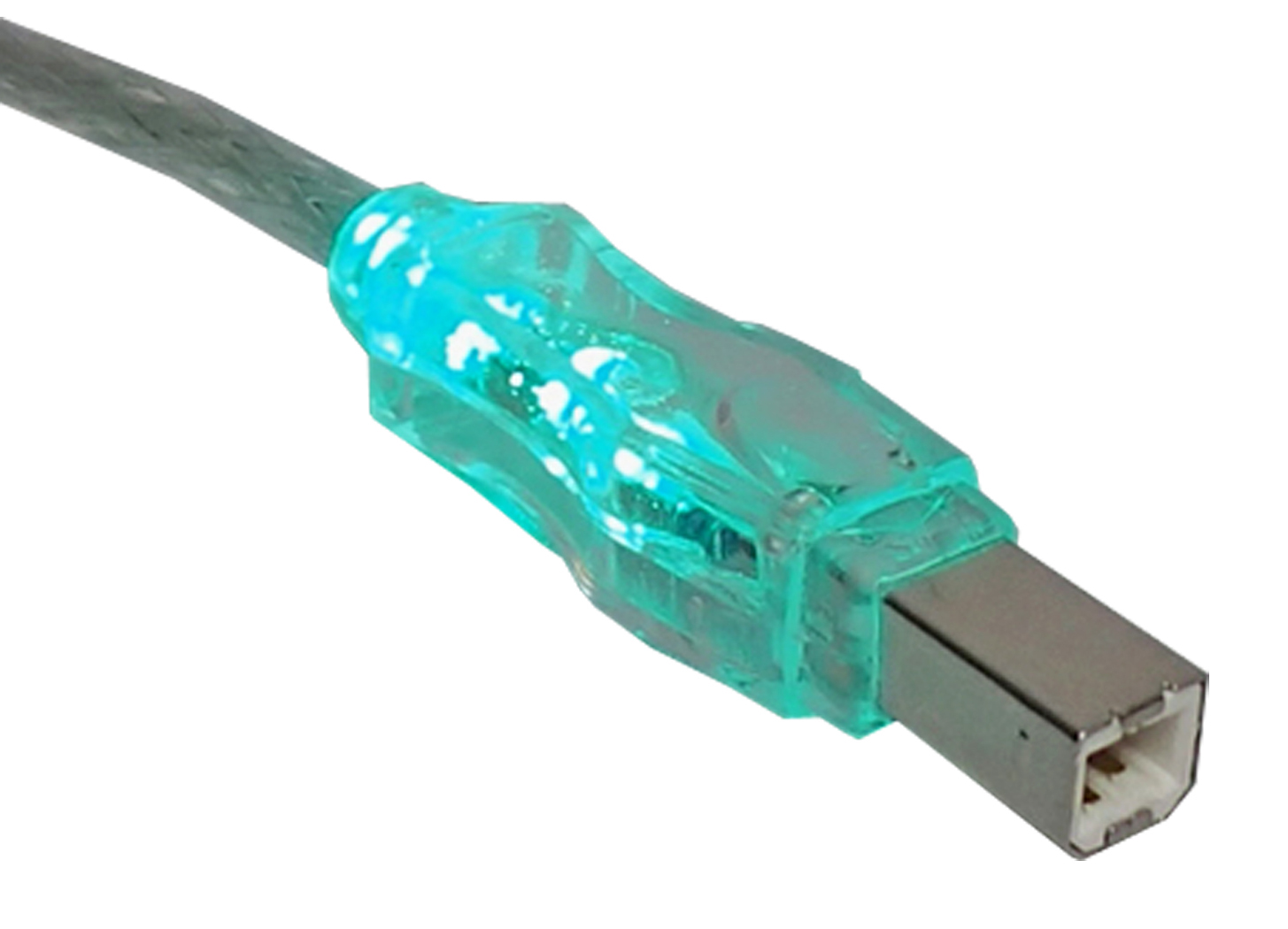 10ft USB 2.0 480Mbps Type A Male to B Male Translucent Illuminated/Lighted Cable with Green LEDs CC2209C-10GNL 037229229844