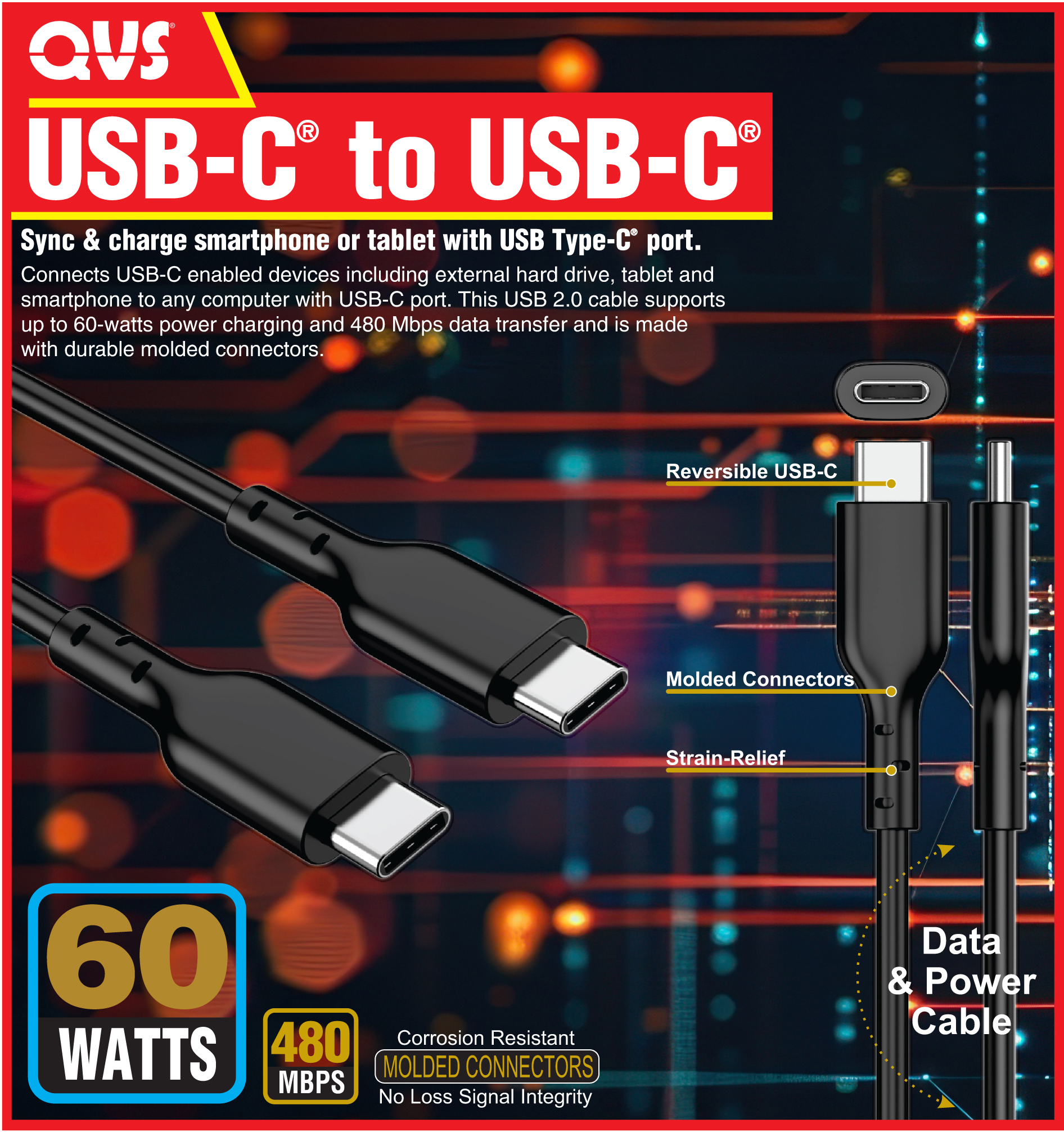 4-Meter USB-C to USB-C 2.0 Sync & Charger Cable CC2230B-4M 037229230871 Black microcenter 535153 Chesrown, USB-C, USB C, USB-A, USB A 4-Meters 4-Meter 4Meter 4M 13.1ft, 480Mbps, 3Amp