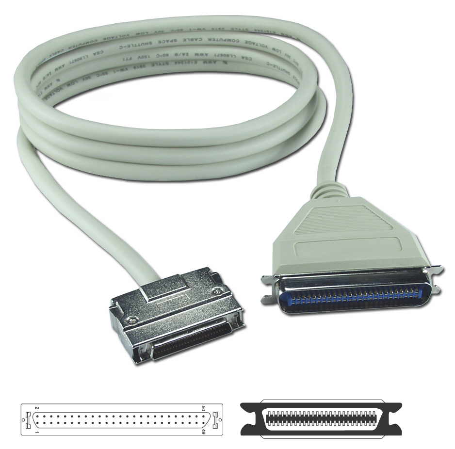 Monoprice SCSI Cable - 6 Foot HPDB50 Male To DB25 Male Molded Connector