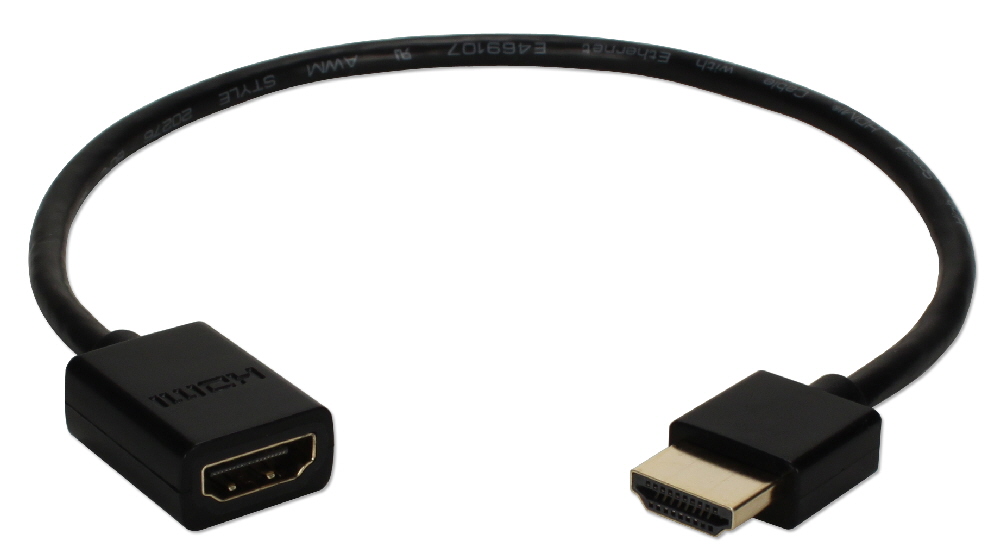 1ft High Speed HDMI UltraHD 4K with Ethernet Thin Flexible Extension Cable HDXT-1F 037229401615