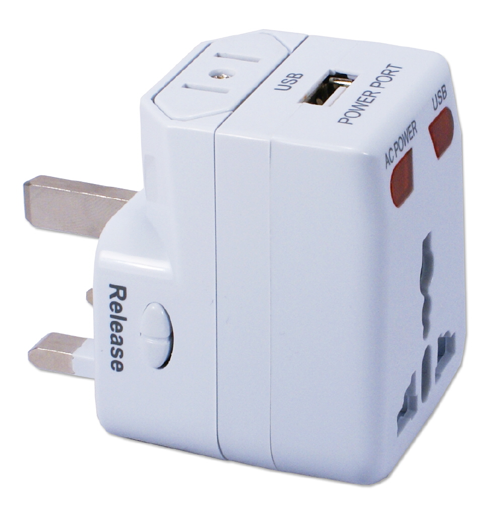 Premium World Power Travel Adaptor Kit with Surge Protection and 1Amp USB Charger PA-C2 037229334128 3-in-1 Global/World Power Travel Power Adaptor with USB Wall Charger for US, UK, Europe, Asia and more WP-300A 243956 KV7012 PAC2 PA-C2 adapters adaptors     3973 IMCE microcenter Nick Sciarini Approved