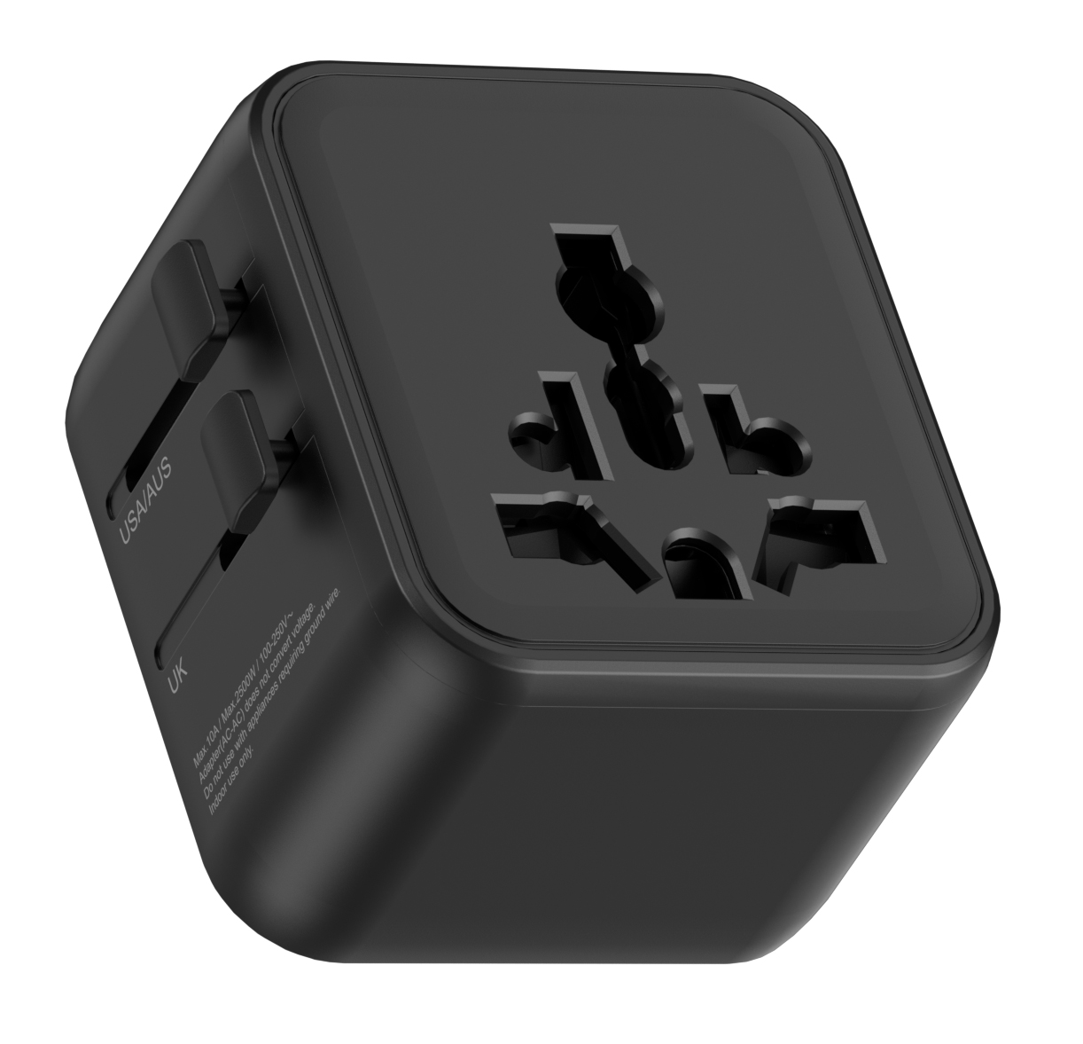 Ultra-Slim Universal Power Travel Adapter with Dual-AC Socket & Short Circuit Protection PA-C6C 037229334838 Ultra-Slim Universal Power Travel Adapter with Dual-AC Socket & Short Circuit Protection  with retractable US/AU, UK, and EU connectors PAC6C PA-C6C adapters adaptors 2500W (10A max) power rating  Input-Output Voltage: 110-250v 50-60Hz; 10Amp microcenter 
