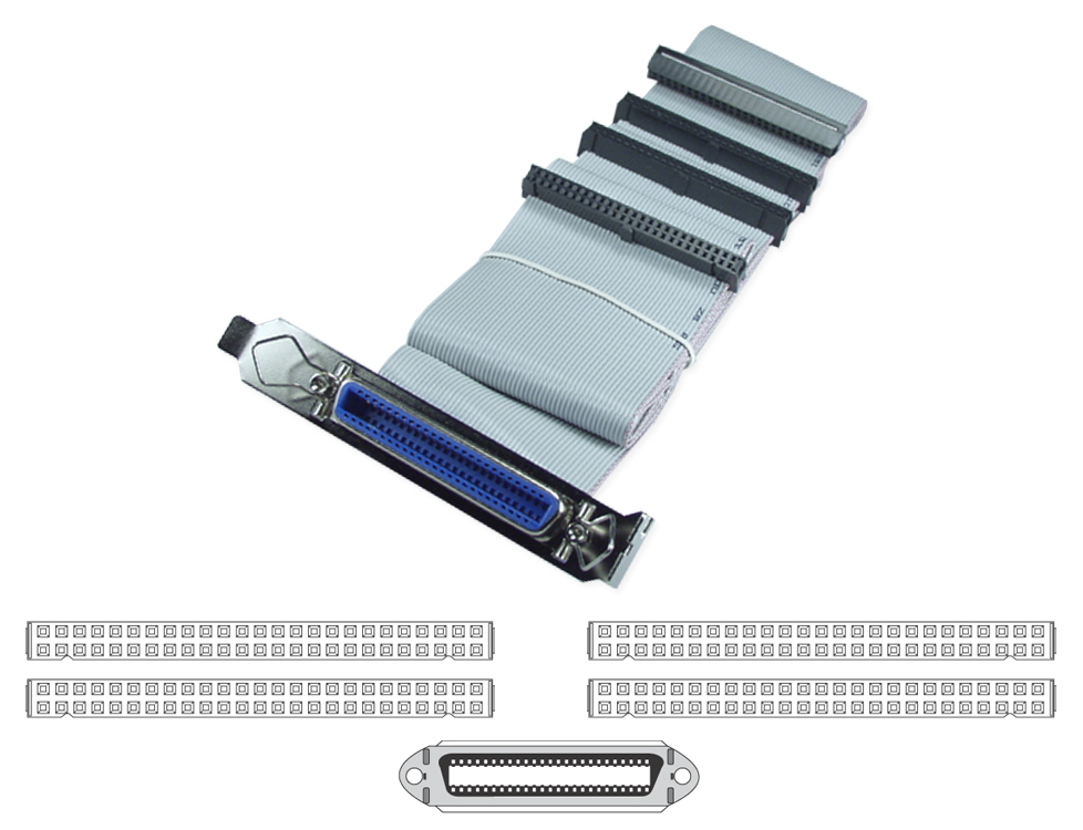 SCSI 54 Inches IDC50 Three Drives Ribbon Cable plus External Port SCSI-3P 037229939903 Cable, Add a Cen50 External Port from Internal SCSI, (4)IDC50S/(1)Cen50F with Mounting Bracket, 54" 727743  SCSI3P SCSI-3P  cables    3795  microcenter  Discontinued